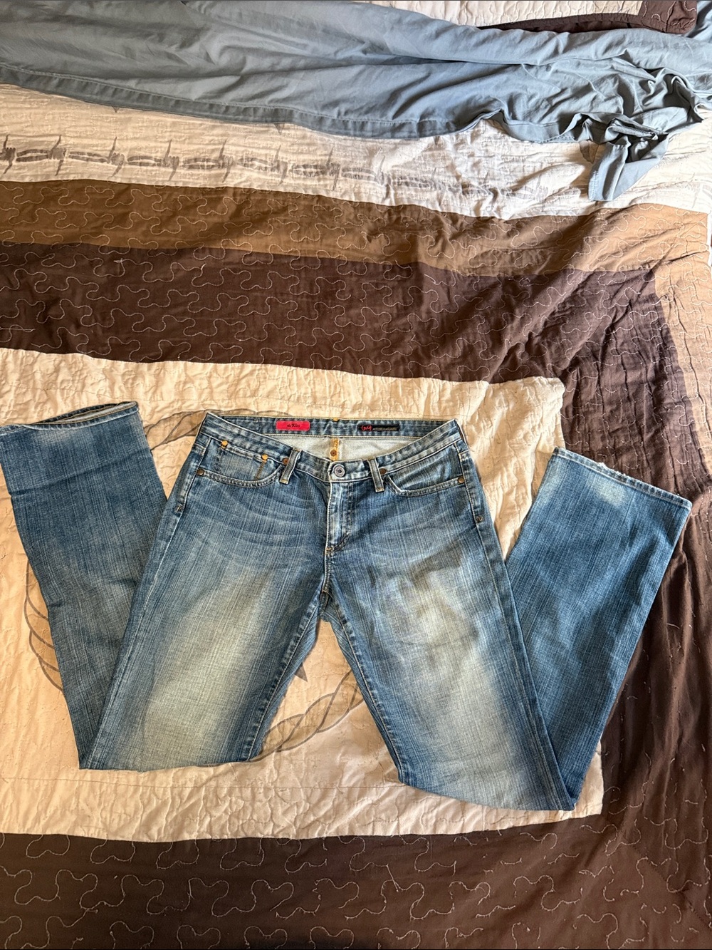 AG Adriano Goldschmied Bootcut Distressed Blue Jeans